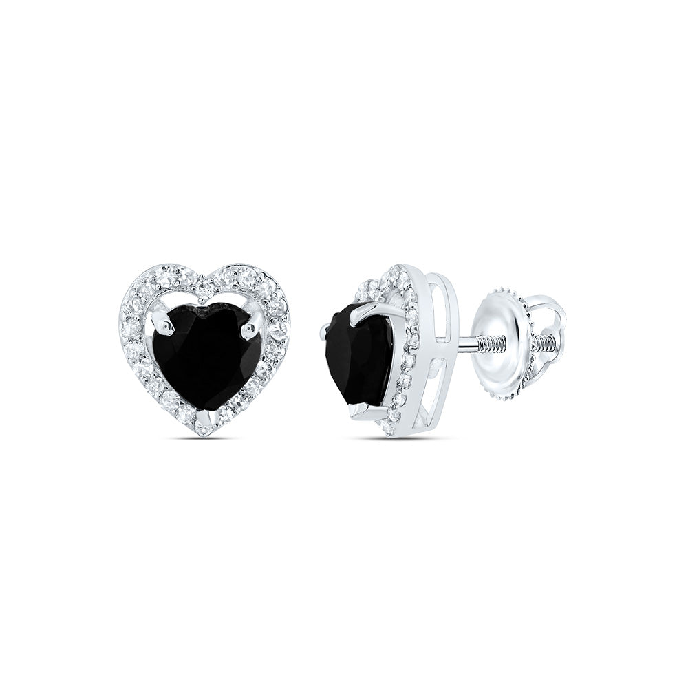 1/5CTW-DIA P1 5 MM HEART BLACK ONYX GIFT EARRING