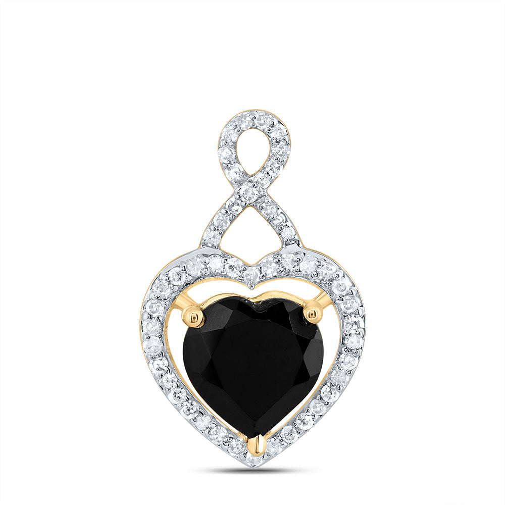 1/5CTW-DIA P1 8 MM HEART BLACK ONYX GIFT PENDANT