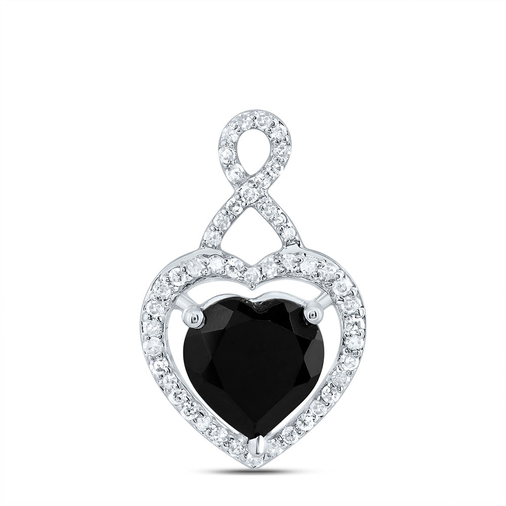 1/5CTW-DIA P1 8 MM HEART BLACK ONYX GIFT PENDANT
