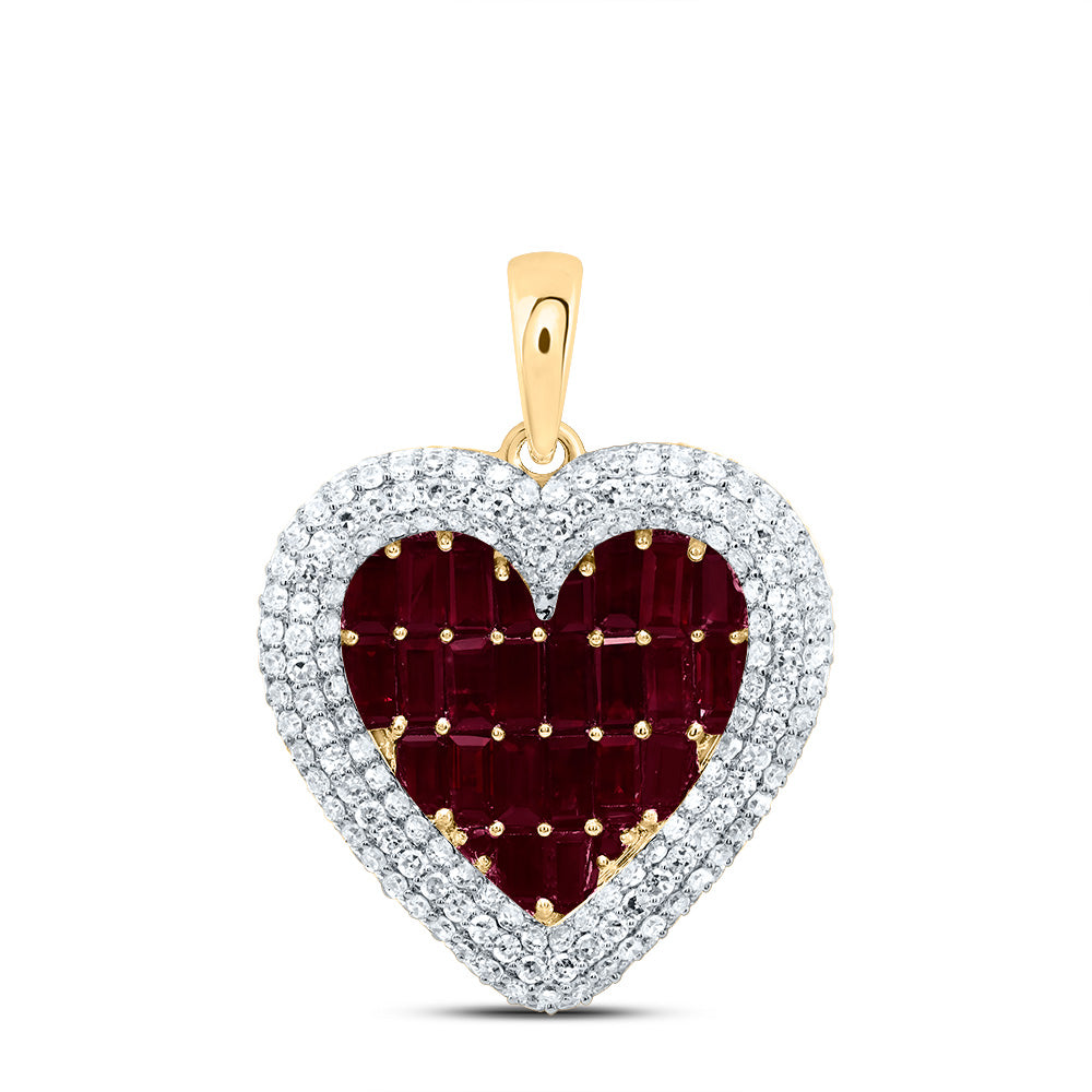 1CTW-DIA CN 0.02CTW-RD-RUBY,1 7/8CTW-BAG-RUBY, NAT GEM HEART PENDANT
