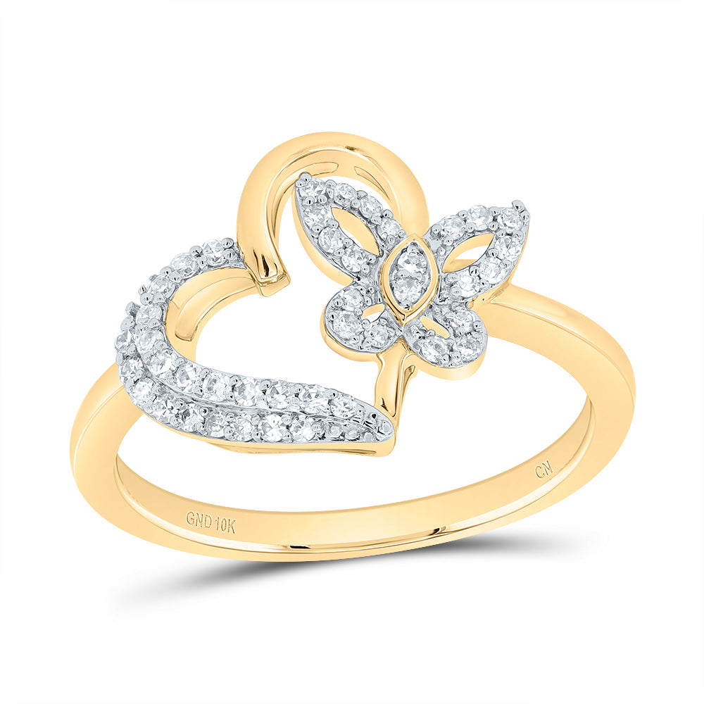 1/5CTW-DIA CN GIFT BUTTERFLY HEART RING