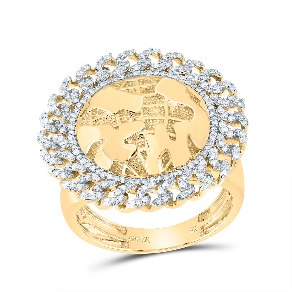 3/4CTW-DIA NK GLOBE CUBAN  MENS RING