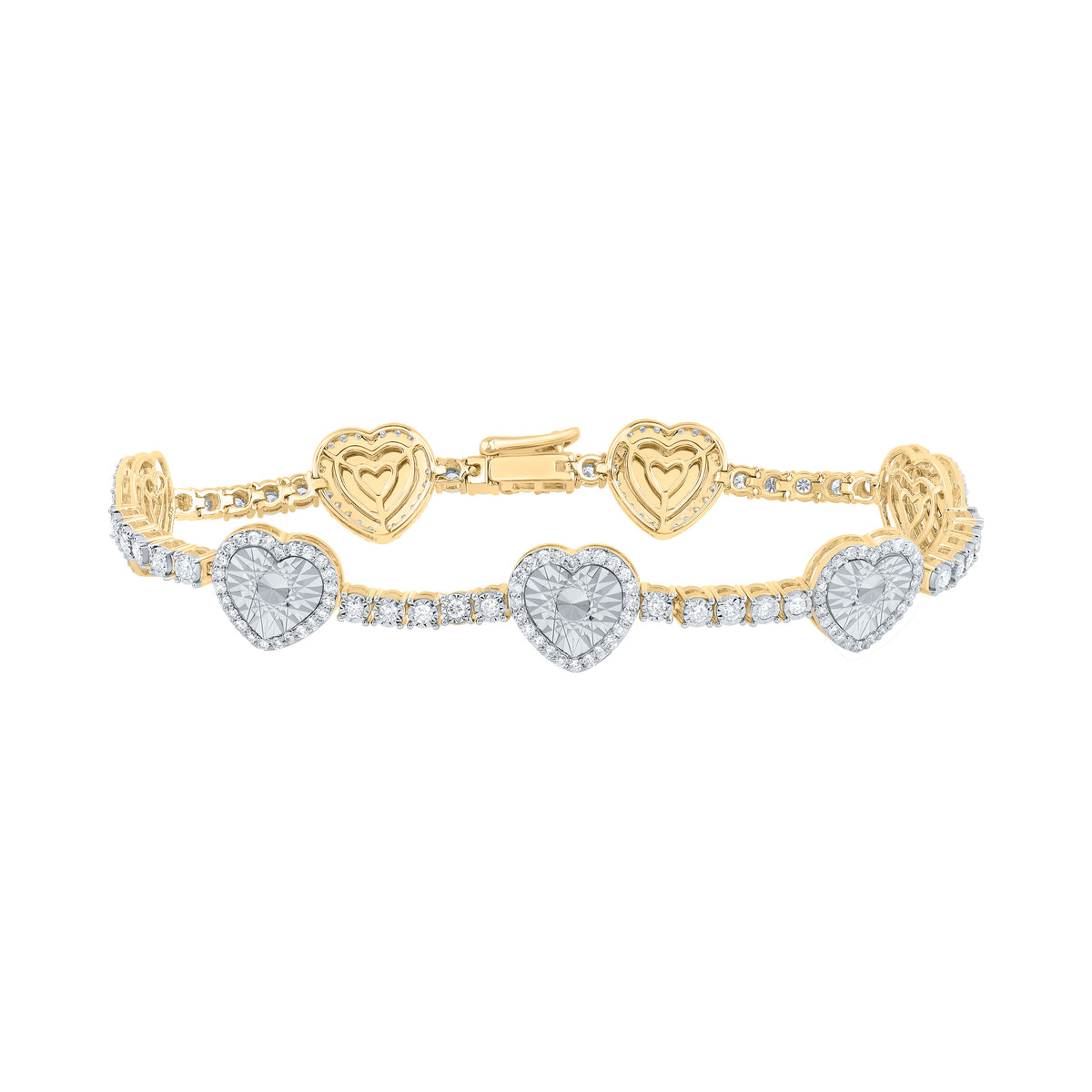 1 5/8CTW-DIA NK FASHION HEART BRACELET (7 INCH)