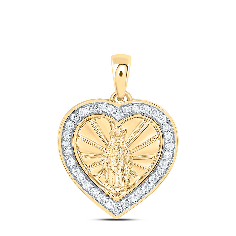 1/6CTW-DIA NK GIFT HEART VIRGIN MARY PENDANT