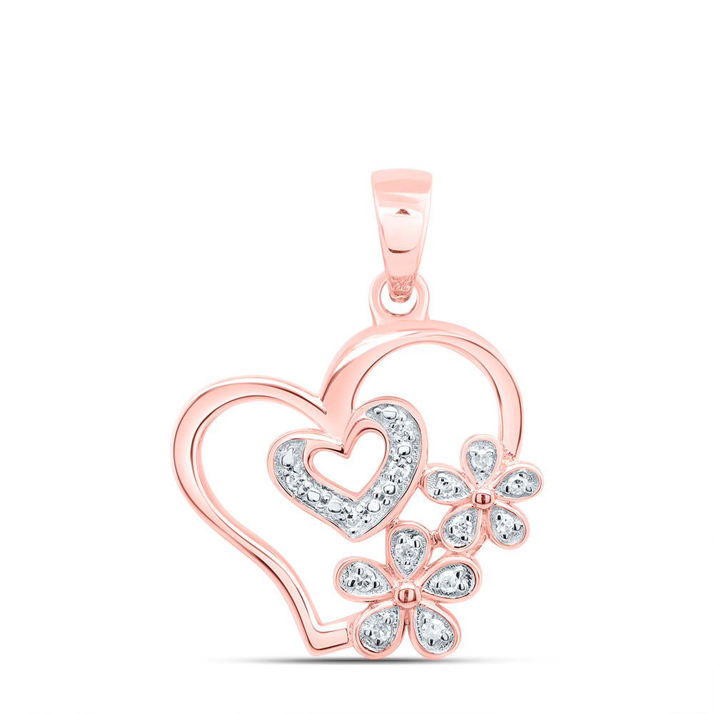 1/20CTW-DIA P1 GIFT FLOWER HEART PENDANT