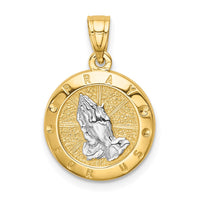 Load image into Gallery viewer, 14K w/Rhodium Praying Hands Pendant
