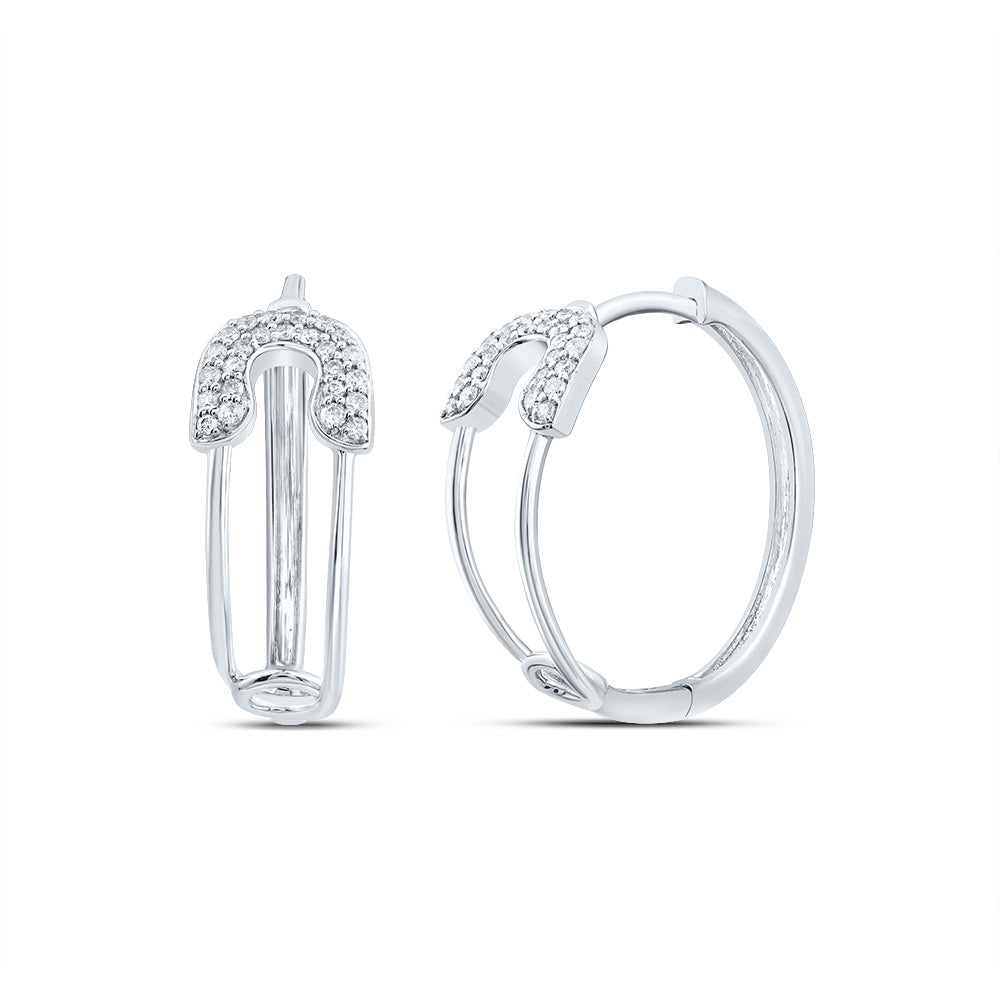 1/5CTW-DIA CN GIFT SAFETY PIN HOOP EARRING