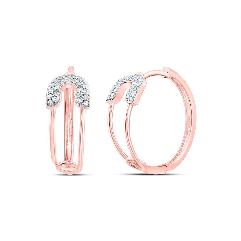 1/5CTW-DIA CN GIFT SAFETY PIN HOOP EARRING
