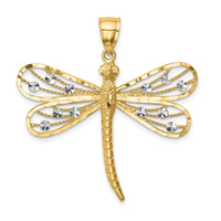Load image into Gallery viewer, 14K Diamond-cut White Rhodium Dragonfly Pendant

