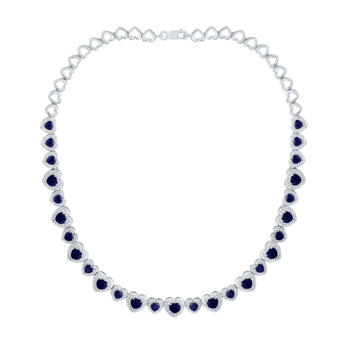 3 1/3CTW-DIA CN 10 3/4CTW HS-BS NAT GEM FASHION HEART NECKLACE (16 INCH)