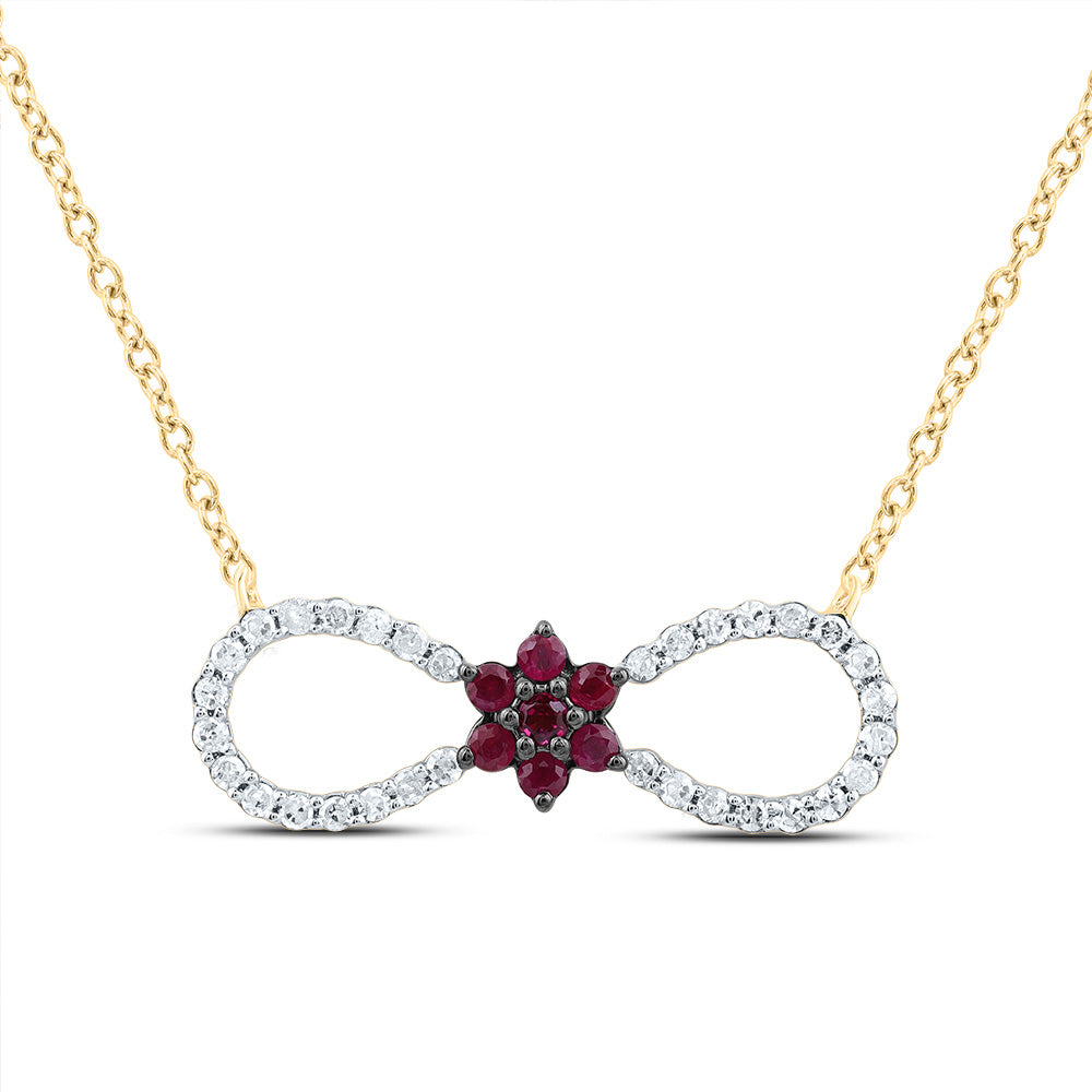 1/8CTW-DIA P1 1/10CTW RD-RU NAT GEM GIFT INFINITY NECKLACE (18 INCH)