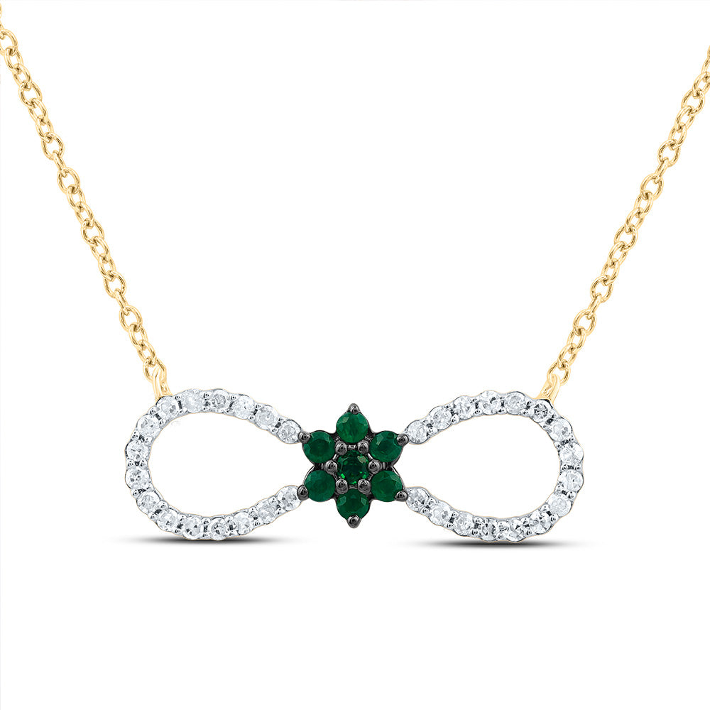 1/8CTW-DIA P1 1/12CTW RD-EM NAT GEM GIFT INFINITY NECKLACE (18 INCH)