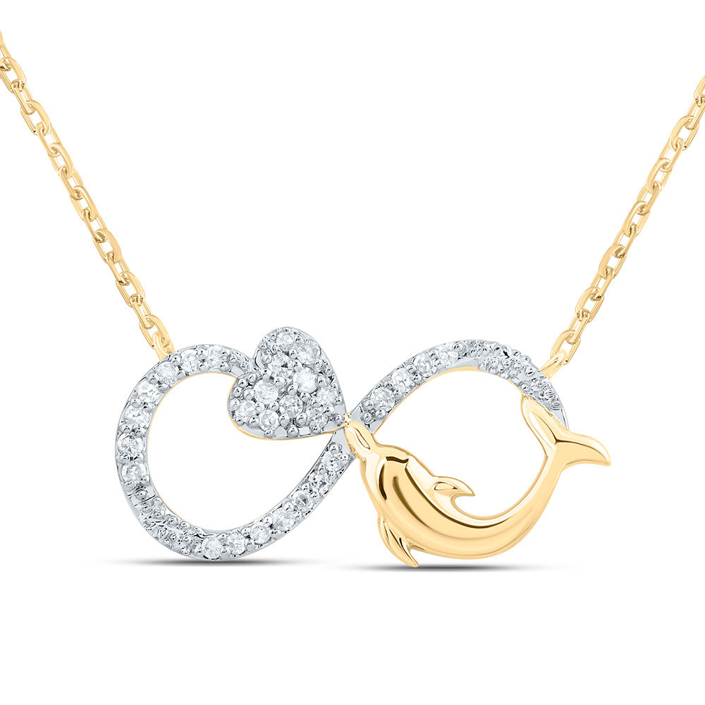 1/10CTW-DIA P1 GIFT INFINITY DOLPHIN HEART NECKLACE (18 INCH)