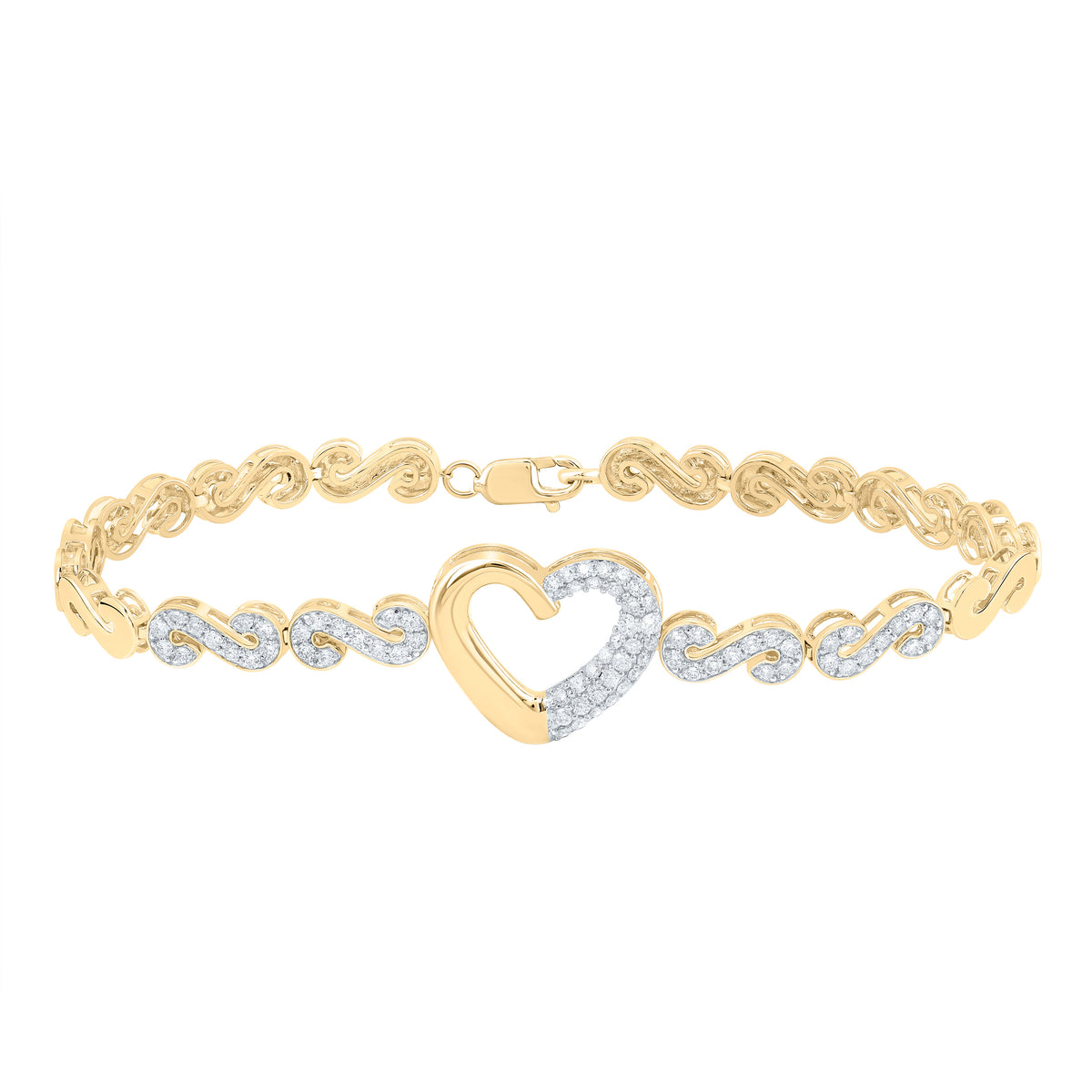 1 CTW-DIA CN FASHION HEART BRACELET (7 INCH)