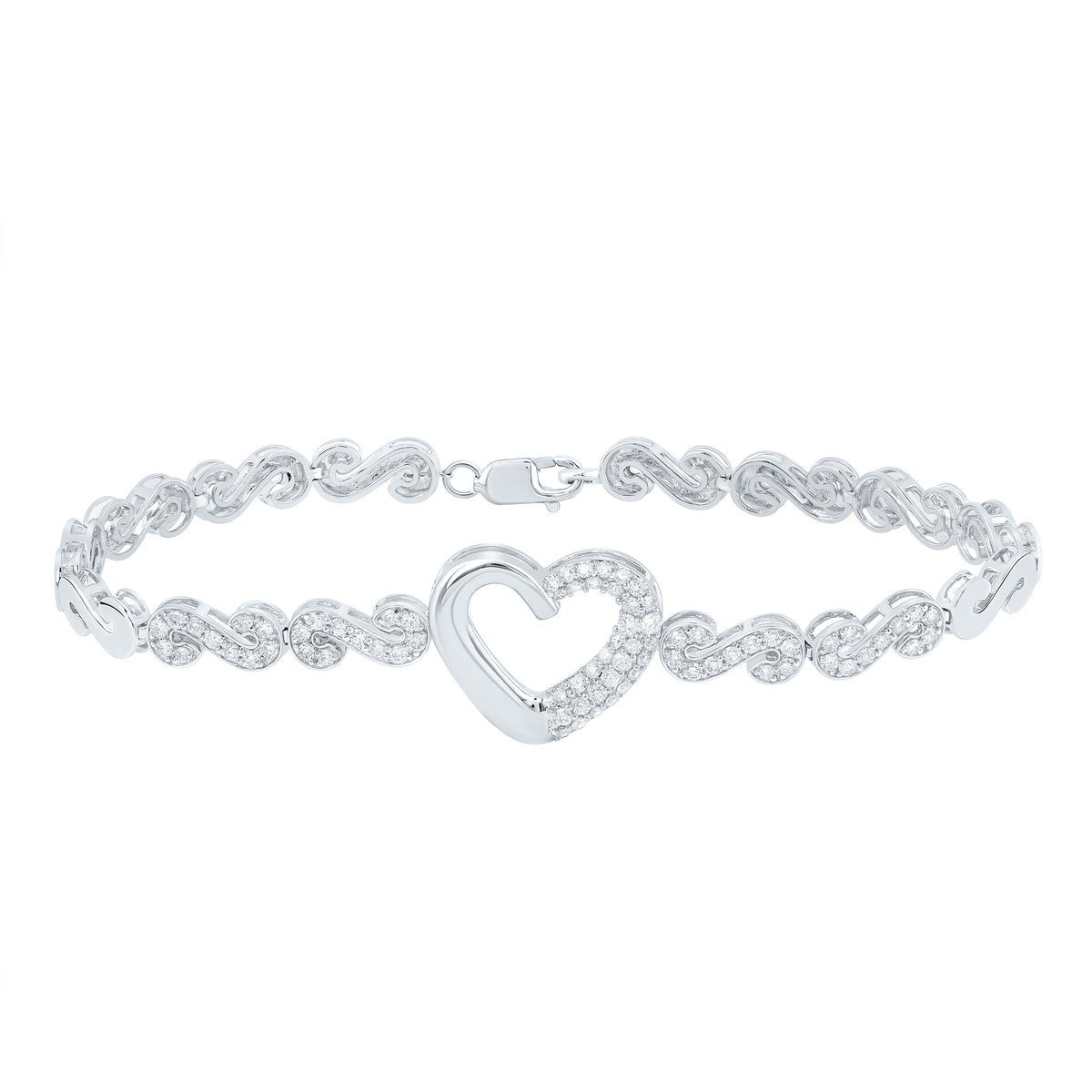1 CTW-DIA CN FASHION HEART BRACELET (7 INCH)