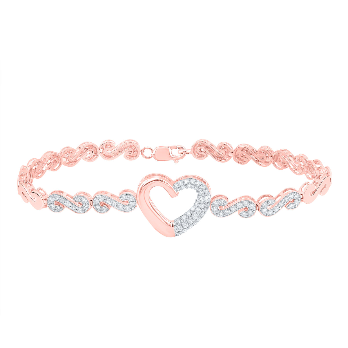 1 CTW-DIA CN FASHION HEART BRACELET (7 INCH)