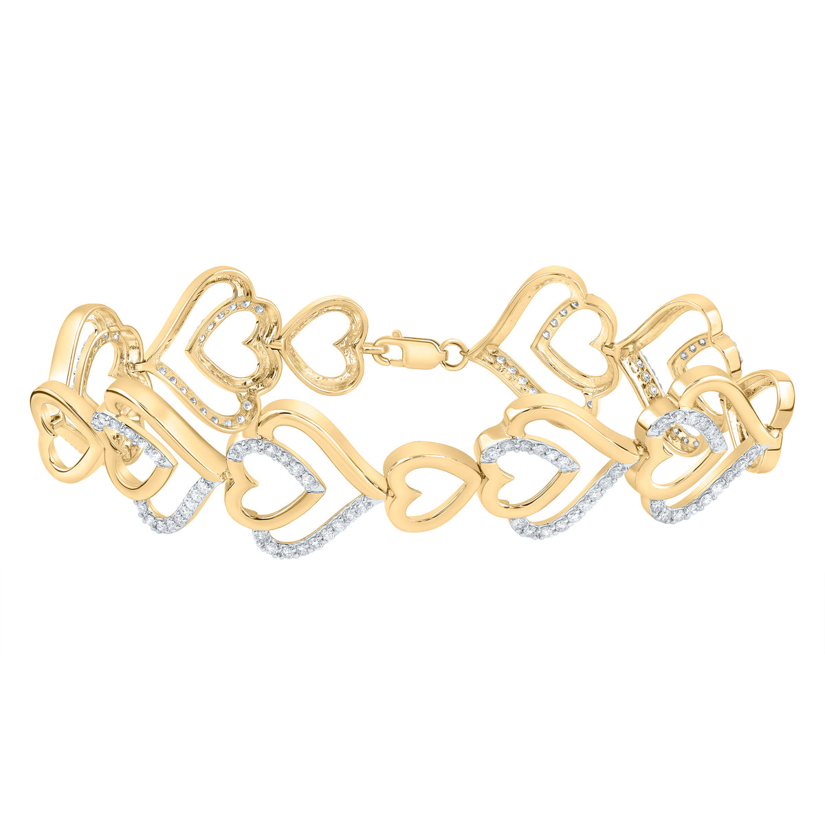 1 5/8CTW-DIA CN FASHION HEART BRACELET(7 INCH)