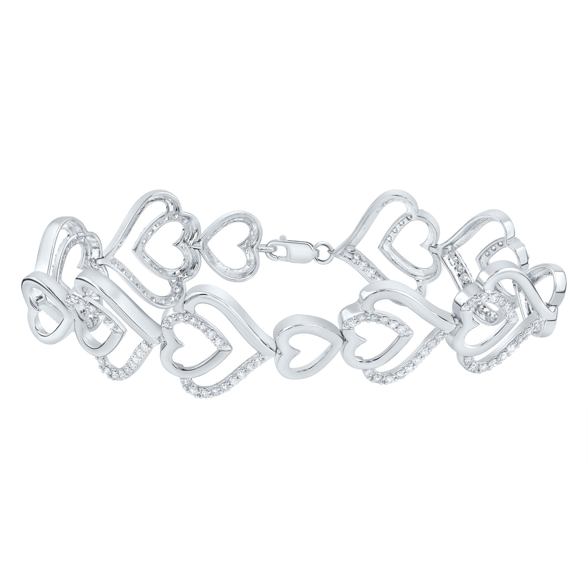 1 5/8CTW-DIA CN FASHION HEART BRACELET(7 INCH)