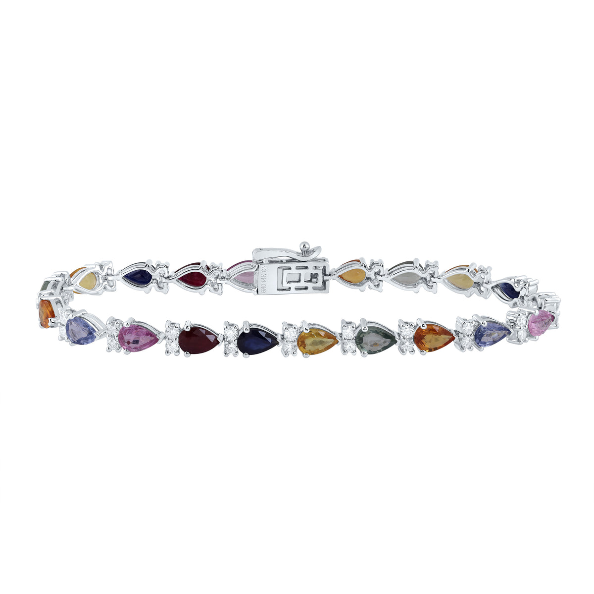 1 1/3CTW-DIA CN 9 3/4CTW- PS- NAT GEM MULTI CLR  SAPPHIRE BRACELET(7 INCH)