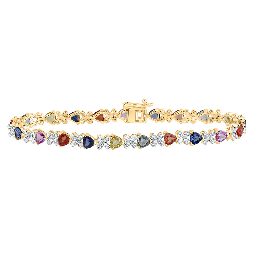 3/4CTW-DIA CN 6 CTW-TRI- NAT GEM MULTI CLR SAPPHIRE BRACELET(7 INCH)