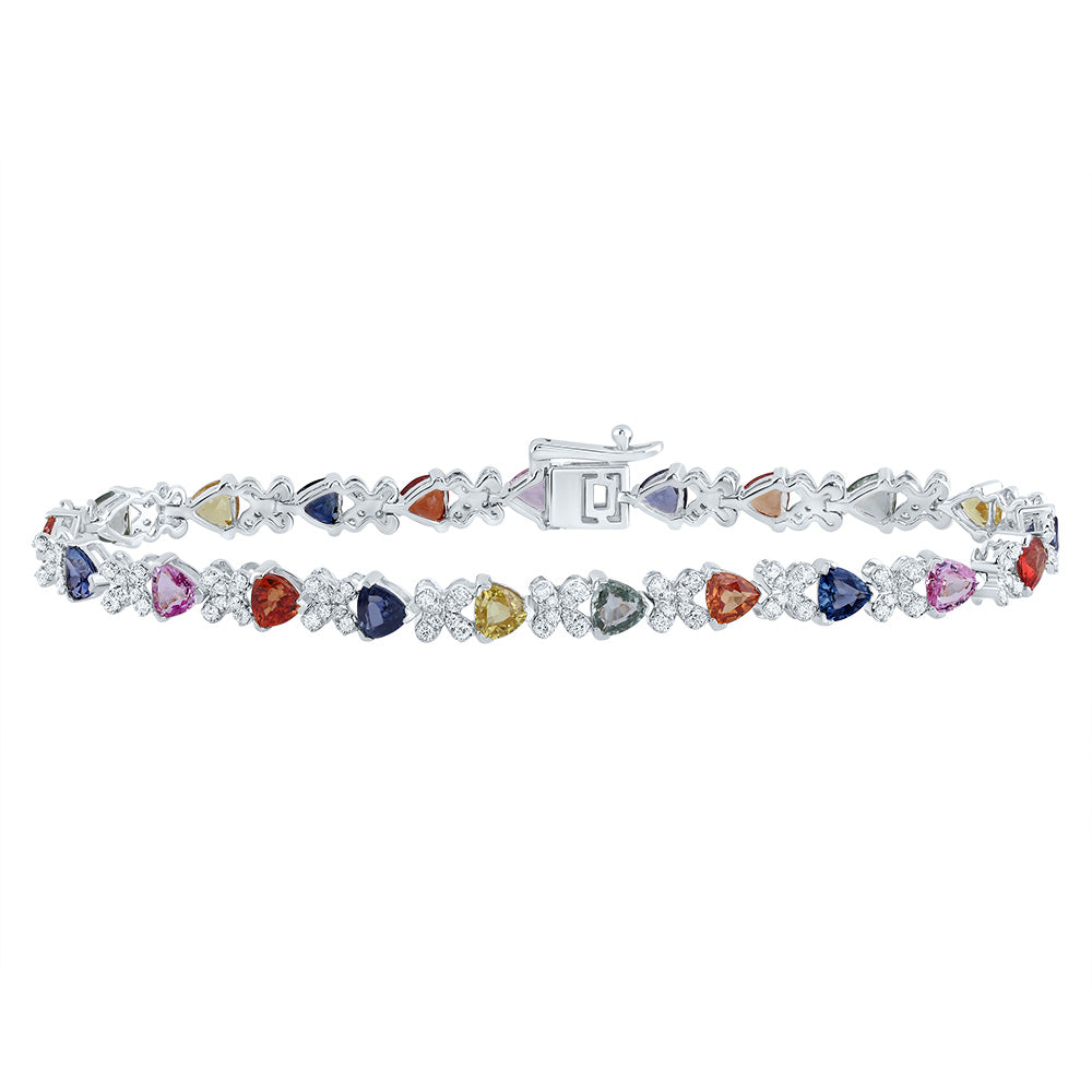 3/4CTW-DIA CN 6 CTW-TRI- NAT GEM MULTI CLR SAPPHIRE BRACELET(7 INCH)