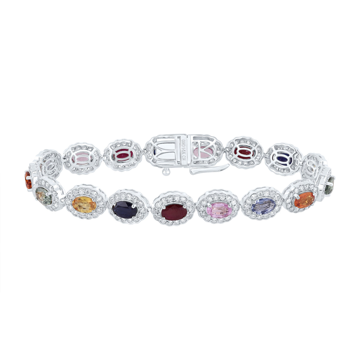 2 1/4CTW-DIA CN 9 1/5CTW-OV- NAT GEM MULTI CLR SAPPHIRE BRACELET(7INCH)