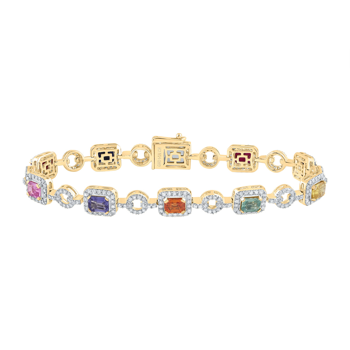 1 7/8CTW-DIA CN 5CTW OCT- NAT GEM MULTI CLR SAPPHIRE BRACELET(7 INCH)