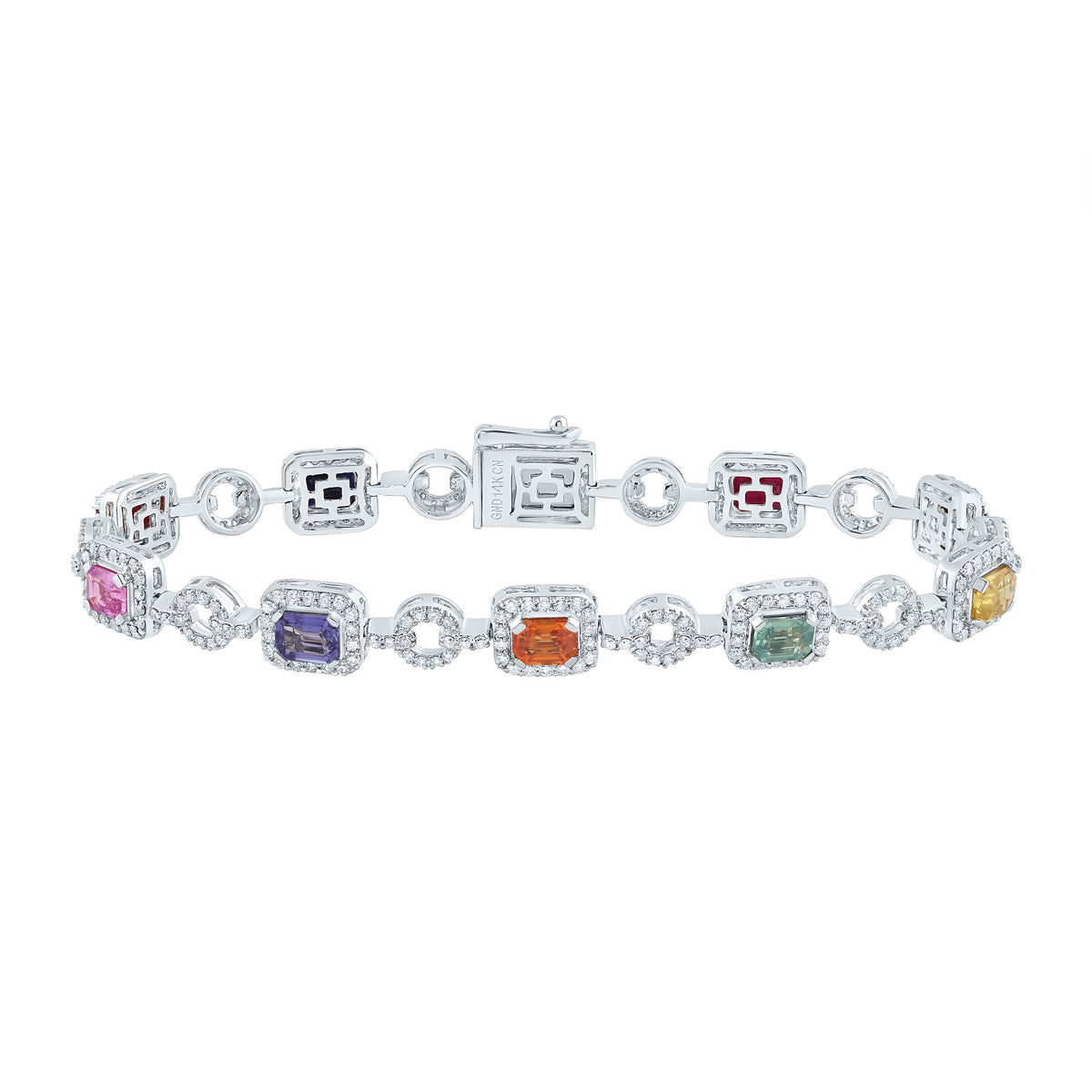 1 7/8CTW-DIA CN 5CTW OCT- NAT GEM MULTI CLR SAPPHIRE BRACELET(7 INCH)