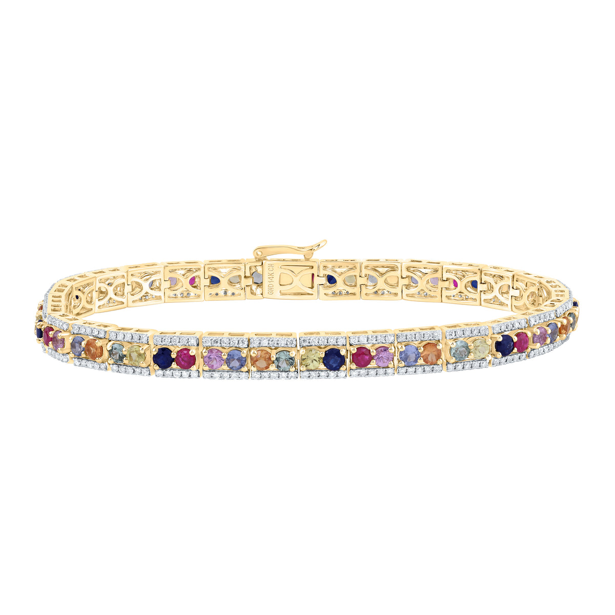 1 1/5CTW-DIA CN 5 CTW-RD-NAT GEM MULTI CLR SAPPHIRE BRACELET (7 INCH)