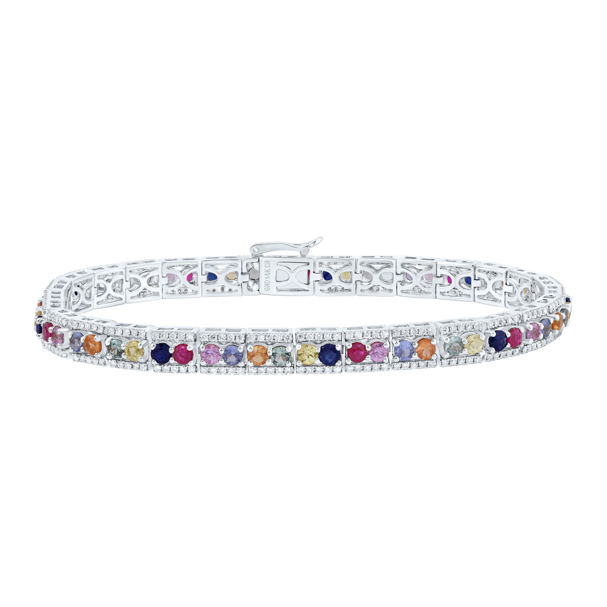1 1/5CTW-DIA CN 5 CTW-RD-NAT GEM MULTI CLR SAPPHIRE BRACELET (7 INCH)