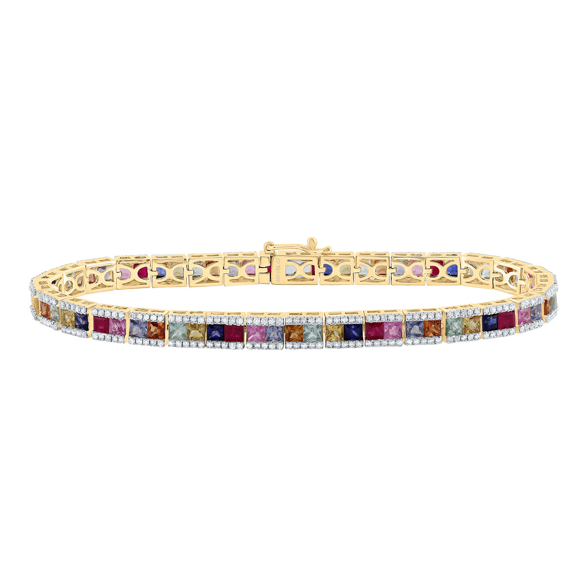 1 1/5CTW-DIA CN 9CTW- PR- NAT GEM MULTI CLR SAPPHIRE BRACELET (7 INCH)