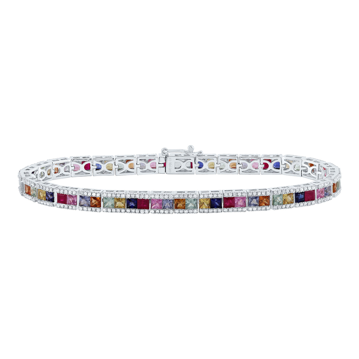 1 1/5CTW-DIA CN 9CTW- PR- NAT GEM MULTI CLR SAPPHIRE BRACELET (7 INCH)
