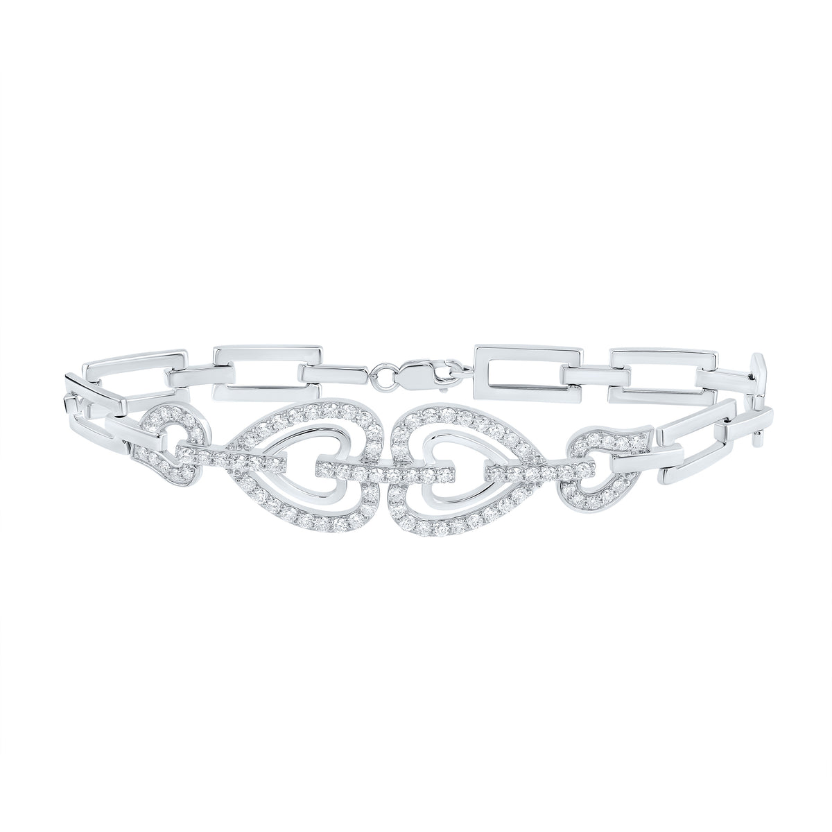 1 5/8CTW-DIA CN FASHION HEART BRACELET (7 INCH)