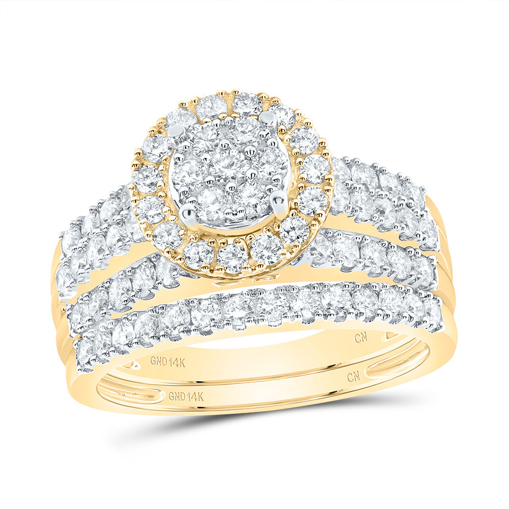 1 1/3CTW-DIA CN ROUND SINGLE HALO BRIDAL SET