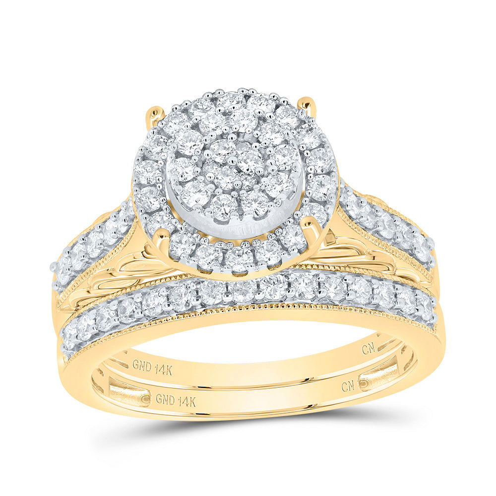 7/8CTW-DIA CN ROUND DOUBLE HALO BRIDAL SET