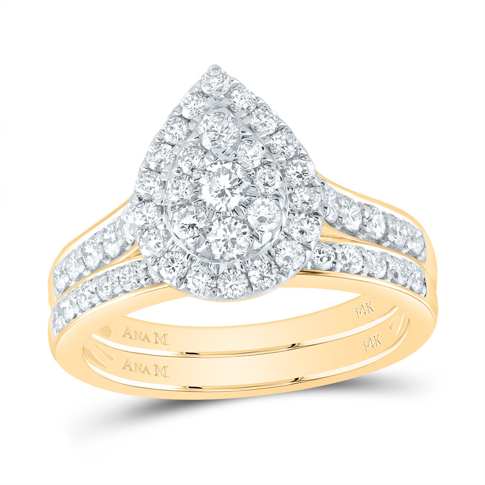 1CTW-DIA ANA M PEAR DOUBLE HALO FASHION BRIDAL SET