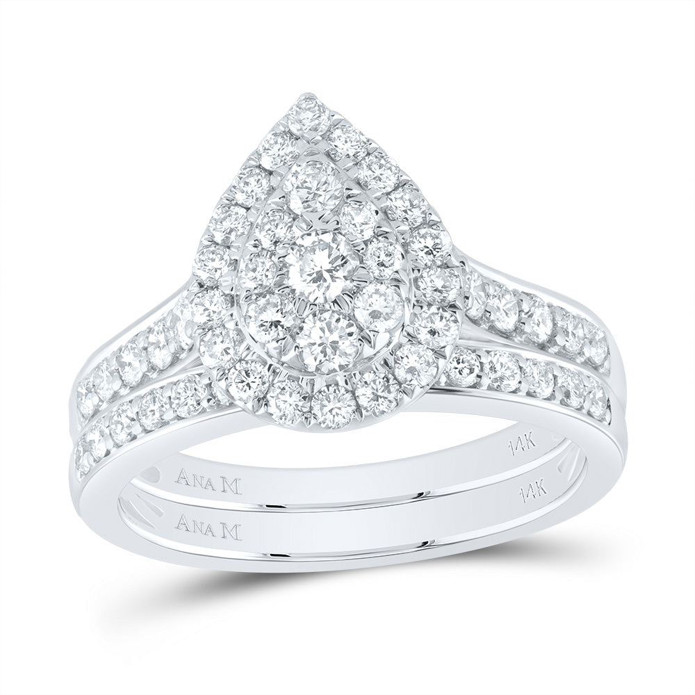 1CTW-DIA ANA M PEAR DOUBLE HALO FASHION BRIDAL SET