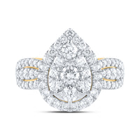 Load image into Gallery viewer, 1 1/2CTW-DIA ANA M 1/5CT-CRD PEAR SINGLE HALO BRIDAL RING
