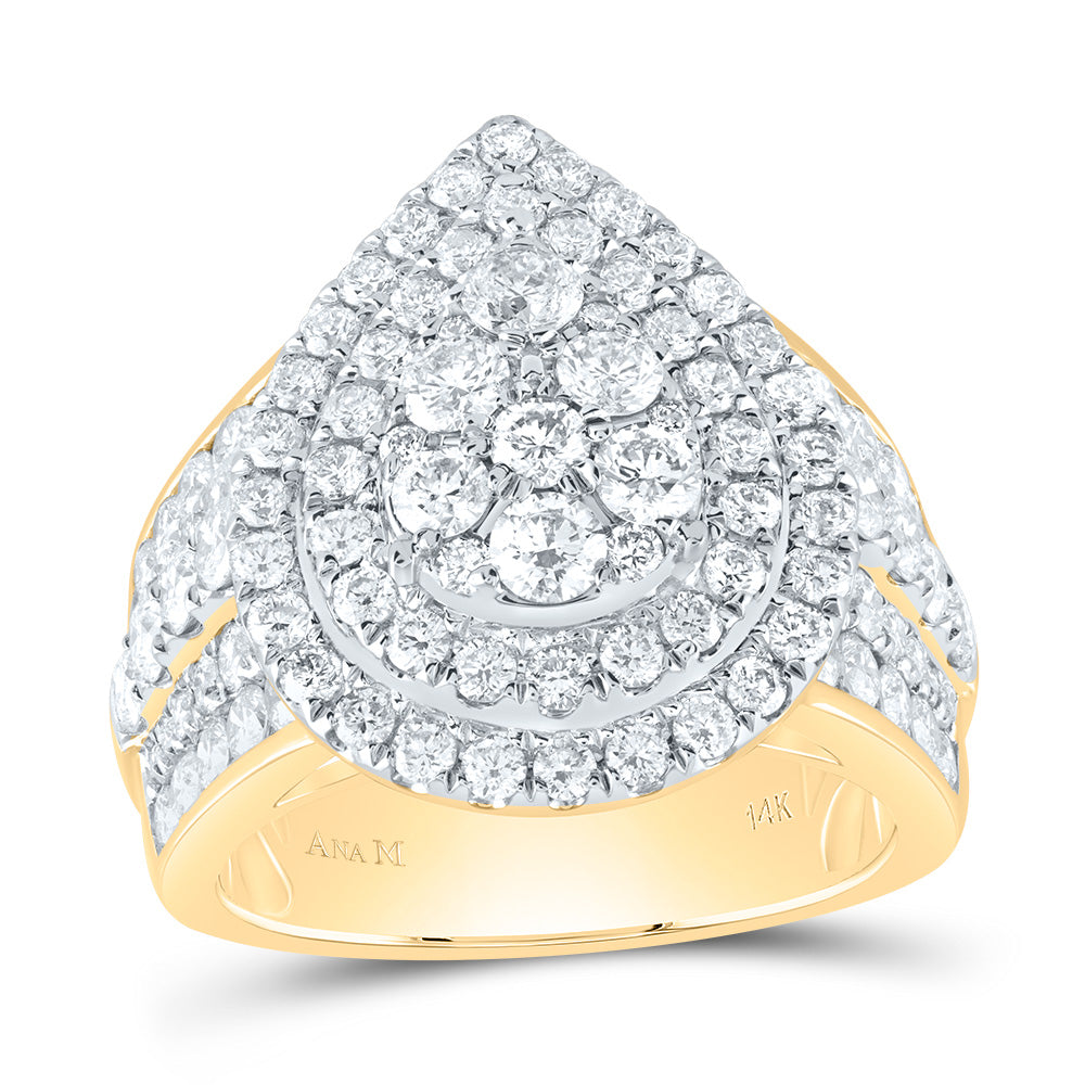 3CTW-DIA ANA M PEAR DOUBLE HALO FASHION BRIDAL RING