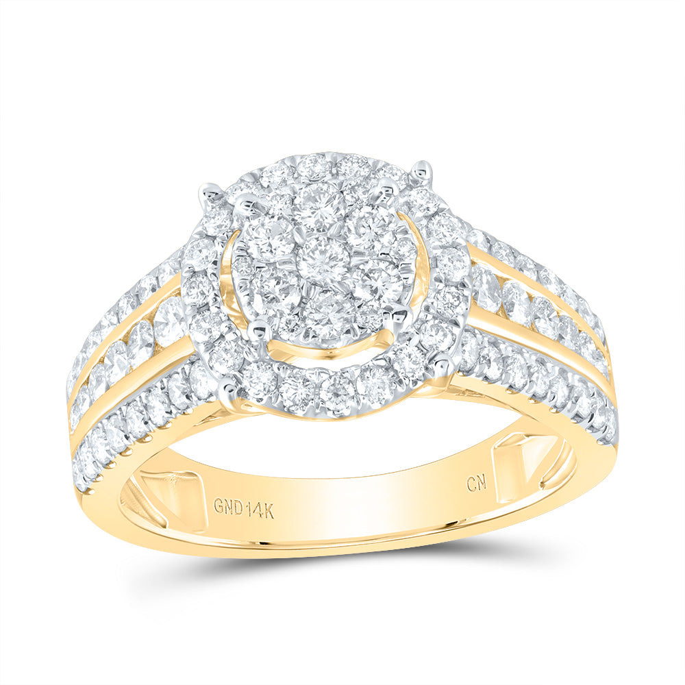 1 CTW-DIA CN ROUND SINGLE HALO BRIDAL RING