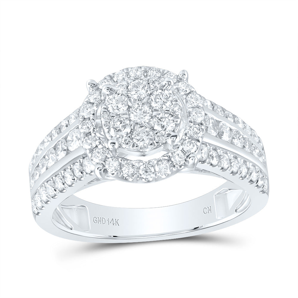1 CTW-DIA CN ROUND SINGLE HALO BRIDAL RING