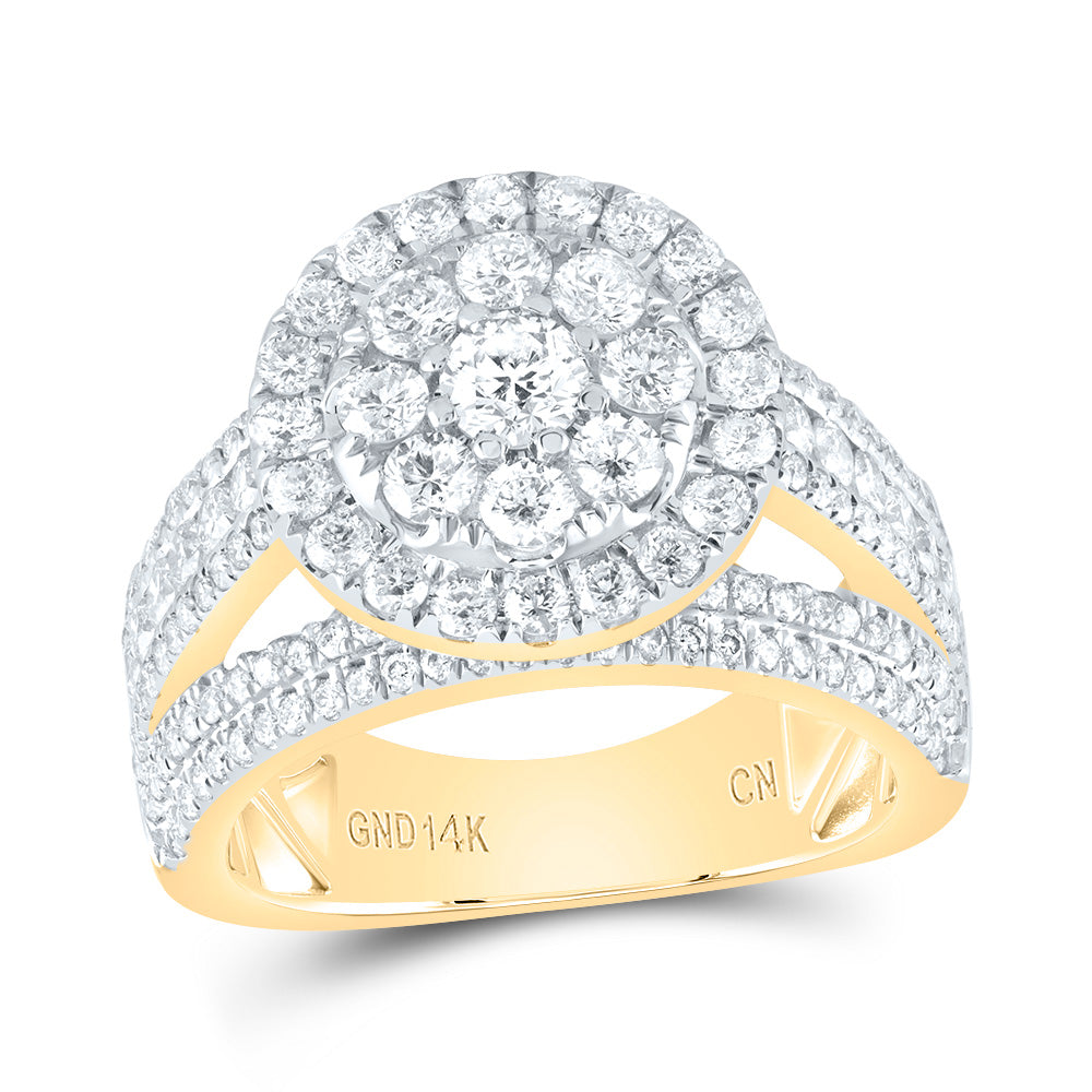 2 3/8CTW-DIA CN 1/4CT-CRD ROUND SINGLE HALO BRIDAL RING