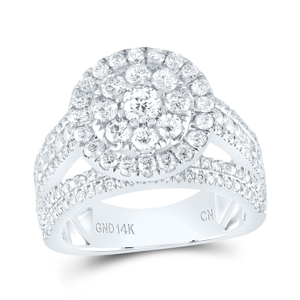 2 3/8CTW-DIA CN 1/4CT-CRD ROUND SINGLE HALO BRIDAL RING