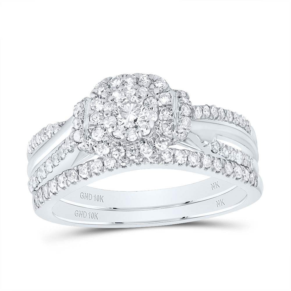 5/8CTW-DIA NK CUSHION DOUBLE HALO BRIDAL SET