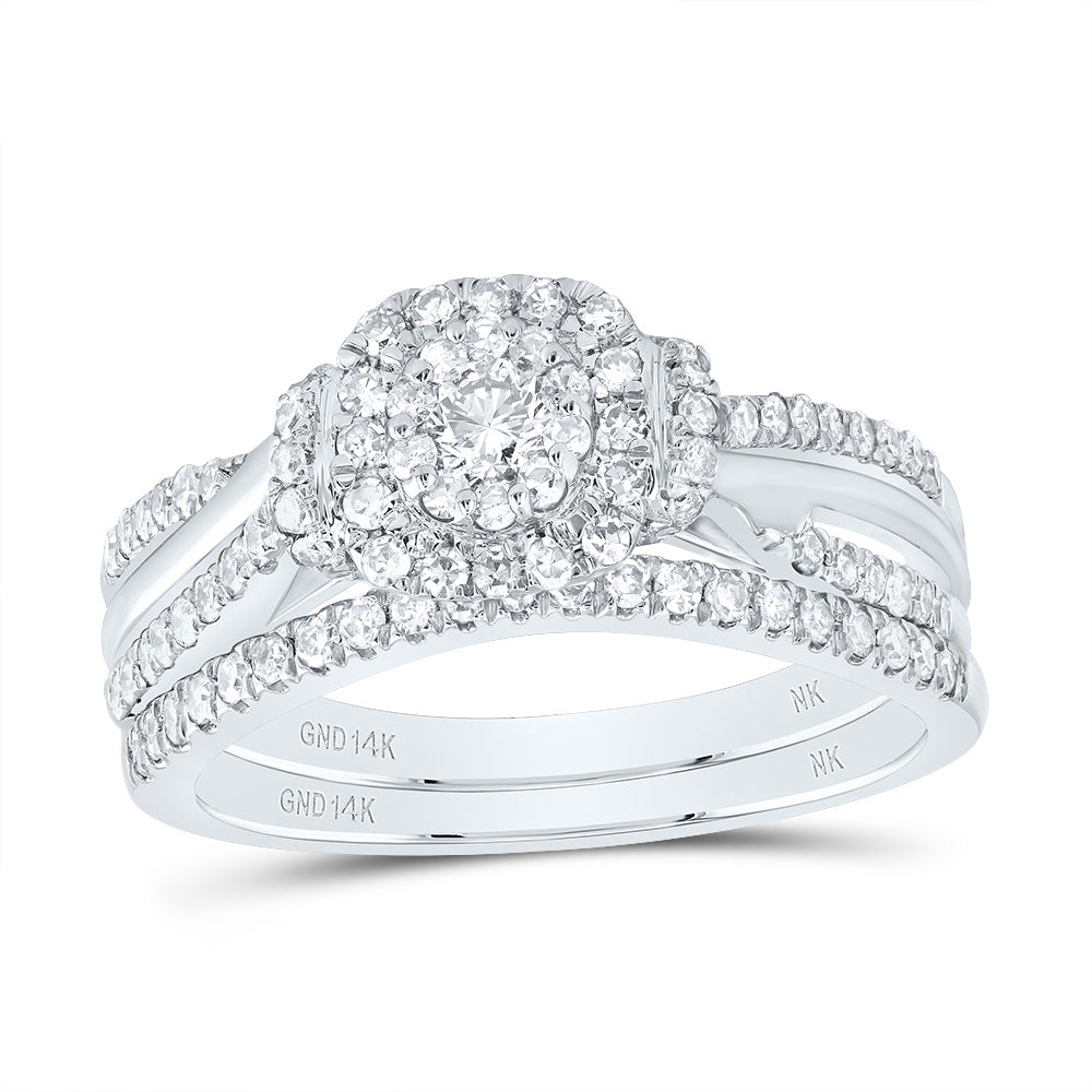 5/8CTW-DIA NK CUSHION DOUBLE HALO BRIDAL SET