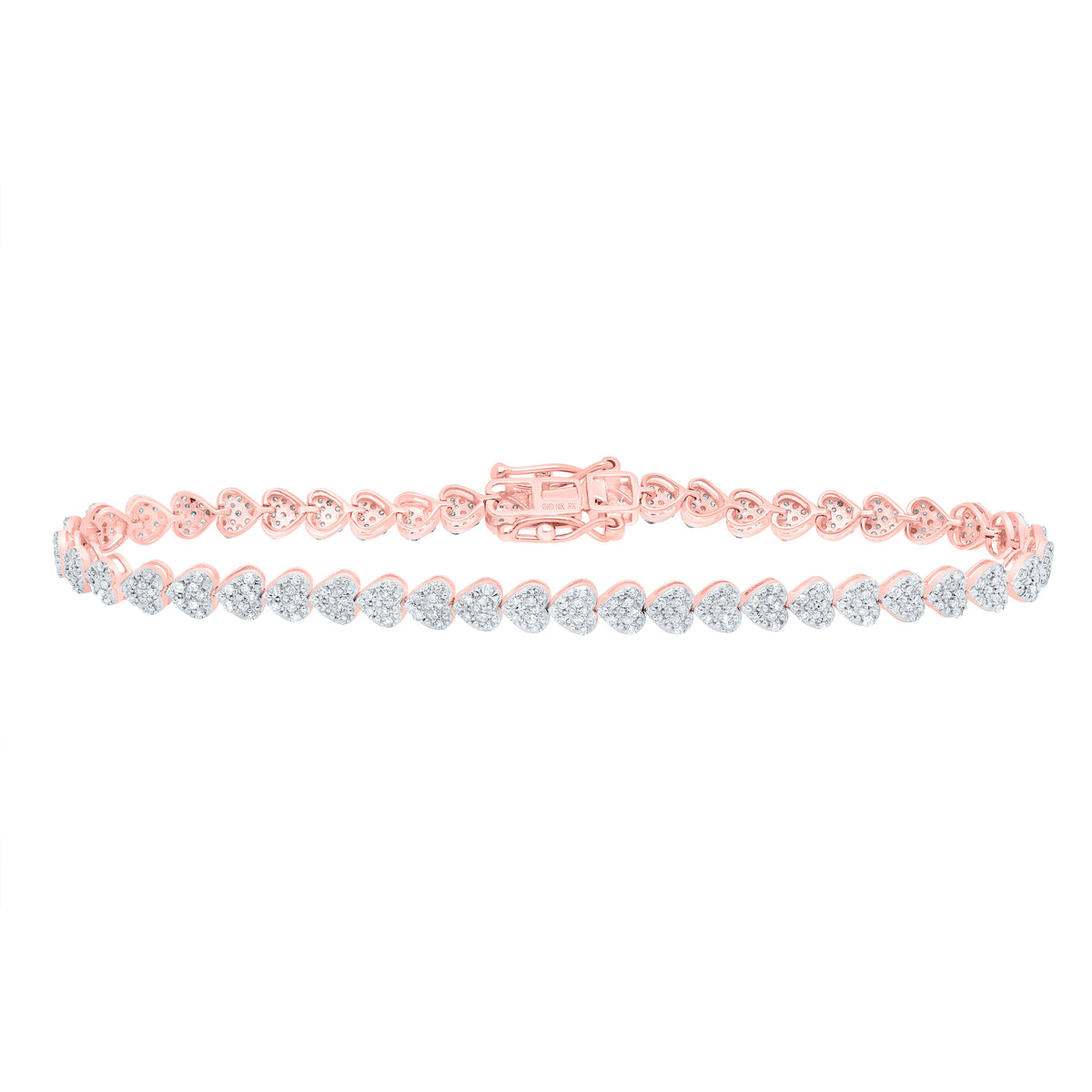 7/8CTW-DIA NK FASHION HEART BRACELET (7 INCH)