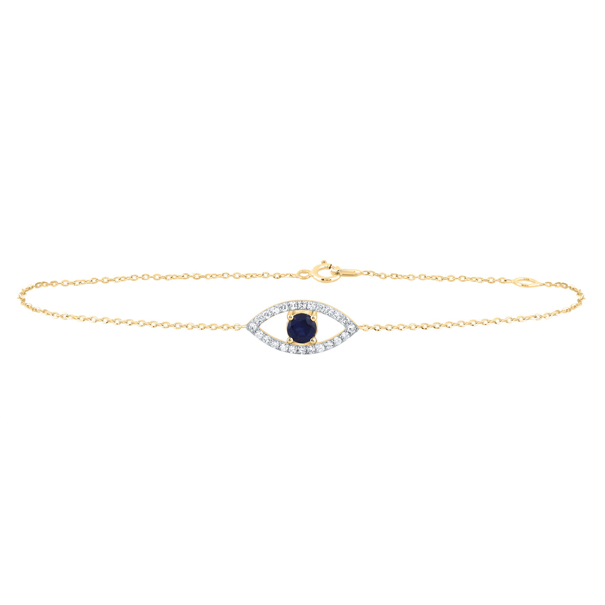 1/6CTW-DIA CN 4MM RD-BS NAT GEM EVIL-EYE BRACELET( 7 INCH)