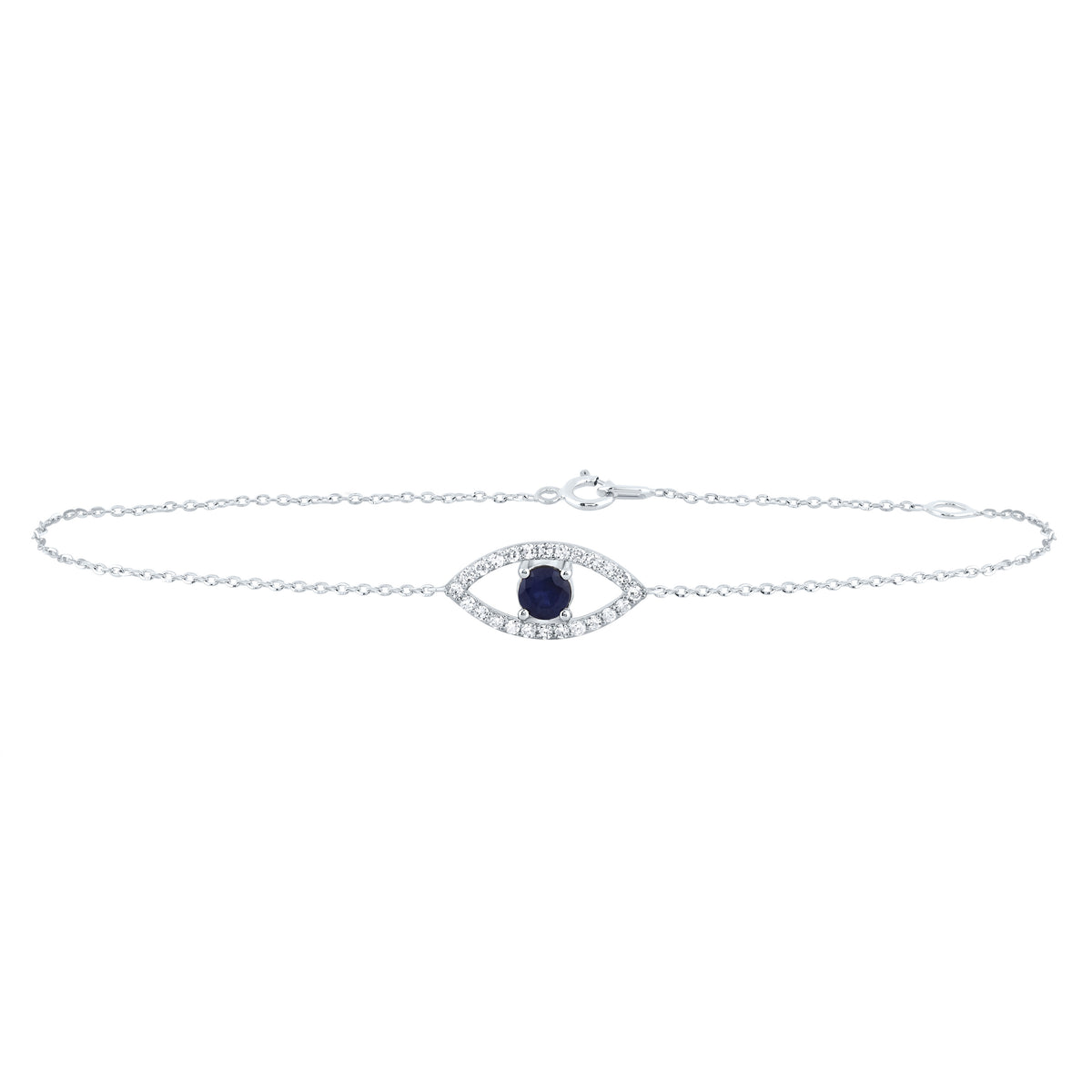 1/6CTW-DIA CN 4MM RD-BS NAT GEM EVIL-EYE BRACELET( 7 INCH)