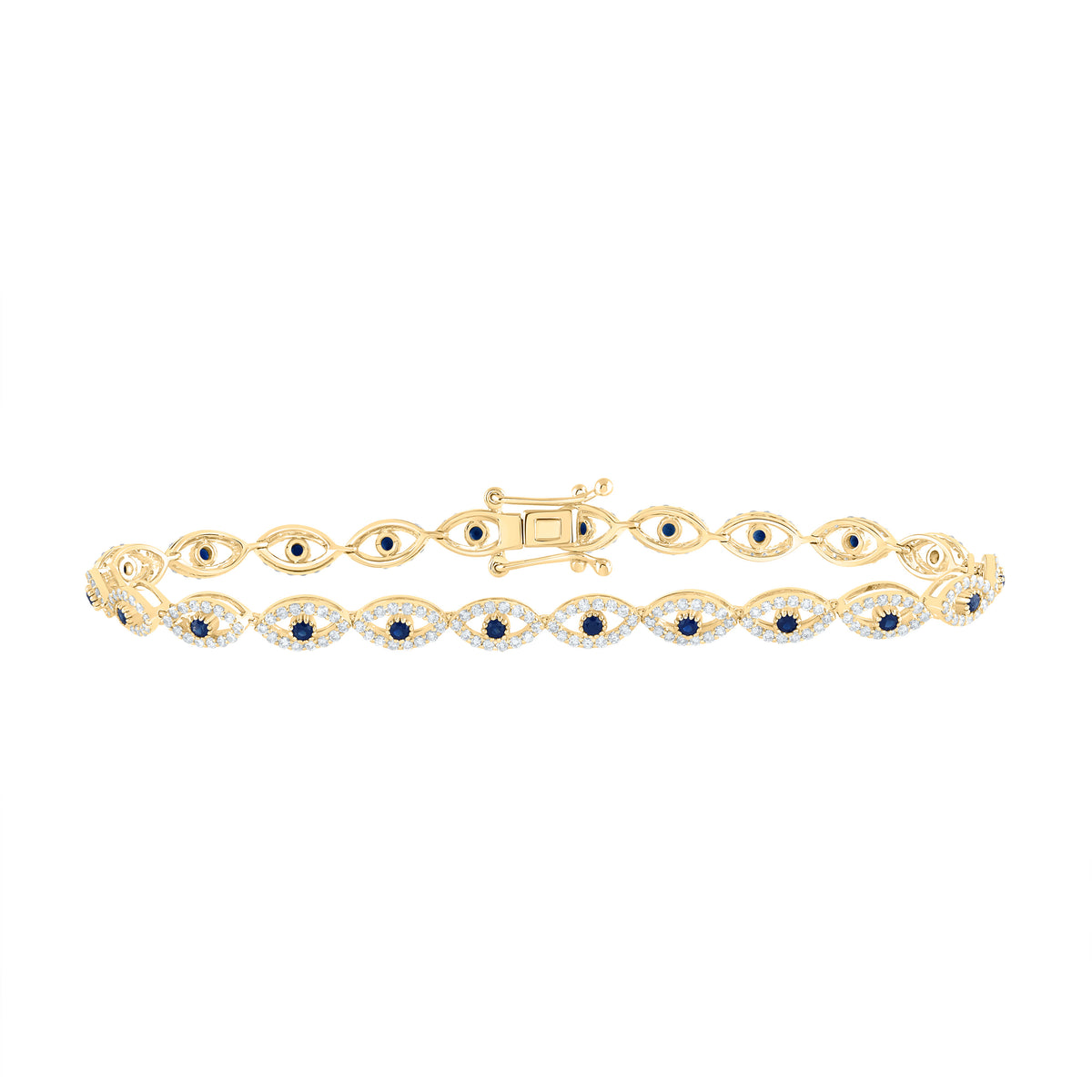 1 1/2CTW-DIA ANA M 5/8CTW RD-BS NAT GEM EVIL EYE BRACELET (7 INCH)