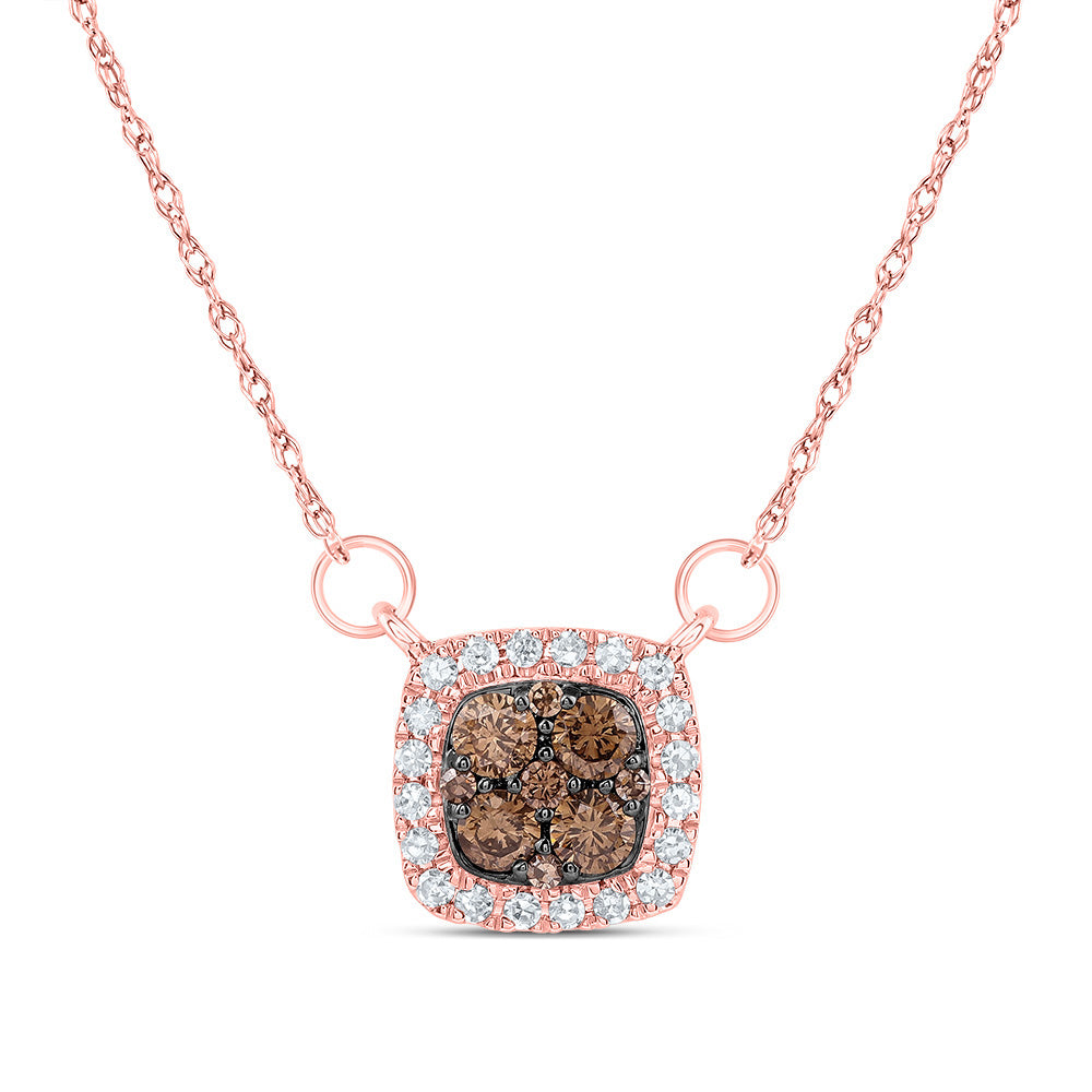 1/3CTW-DIA CN  COGNAC NATURAL CUSHION NECKLACE(18 INCH)
